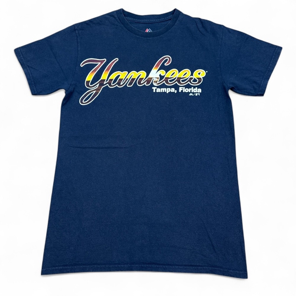 Majestic New York Yankees Spring Training Tee Shirt‎ Adult Size Small Blue
